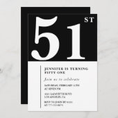 Vrouw Elegante 51ste verjaardag uitnodiging Chic S (Voorkant / Achterkant)