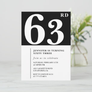 Vrouw Elegante 63e verjaardagsuitnodiging Chic Een Kaart