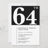 Vrouw Elegante 64e verjaardag uitnodiging Chic Sim (Voorkant)