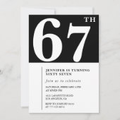 Vrouw Elegante 67e verjaardag uitnodiging Chic Sim (Voorkant)