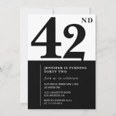 Vrouw Elegante uitnodiging 42e verjaardag Zwart (Voorkant)
