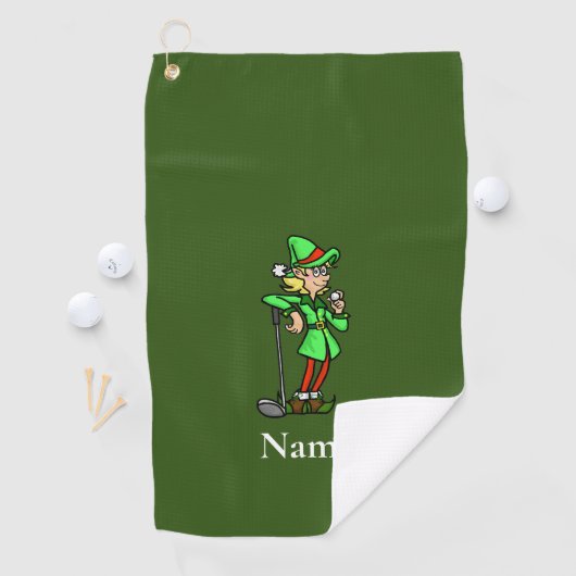 Vrouw Elf Golfer Kerst Golf Handdoek (Insitu)