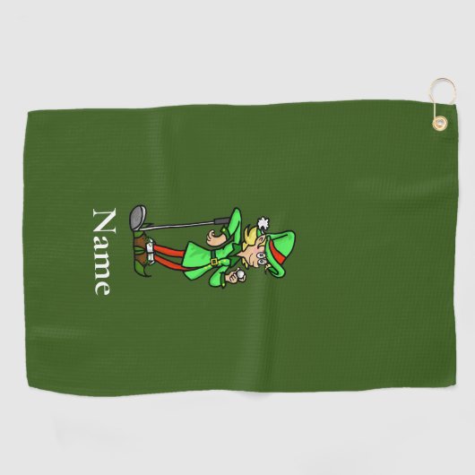 Vrouw Elf Golfer Kerst Golf Handdoek (Horizontaal)