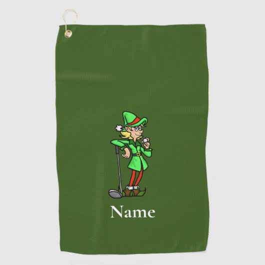 Vrouw Elf Golfer Kerst Golf Handdoek (Voorkant)