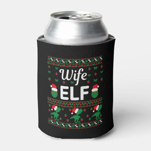 vrouw elf kerst lelijke trui blikjeskoeler (Blikje Voorkant)