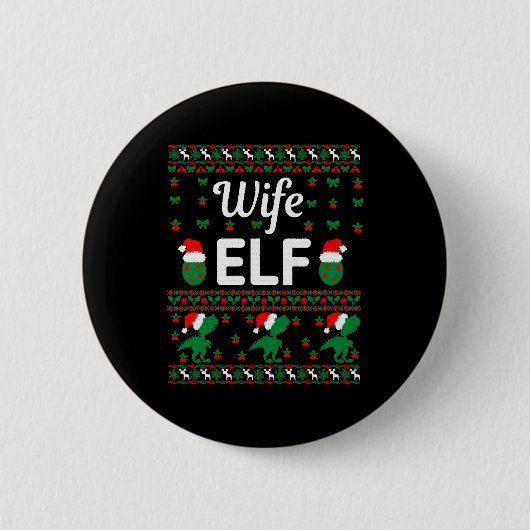 vrouw elf kerst lelijke trui ronde button 5,7 cm (Voorkant)