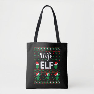 vrouw elf kerst lelijke trui tote bag
