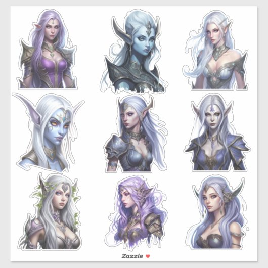Vrouw Elf Set 1 Sticker (Vel)