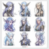 Vrouw Elf Set 2 Sticker (Vel)
