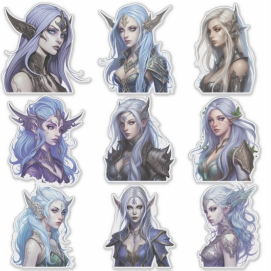 Vrouw Elf Set 2 Sticker (Voorkant)
