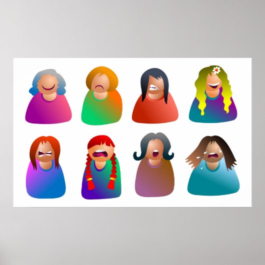 Vrouw Emoticons Poster (Voorkant)