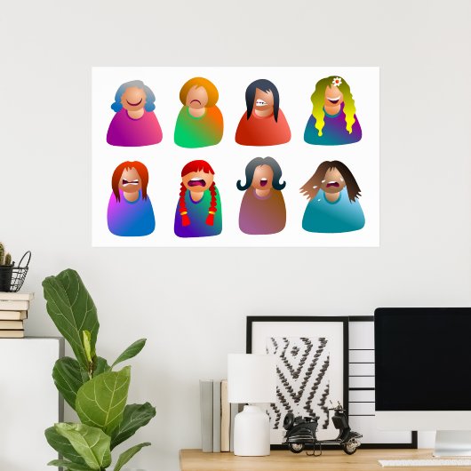 Vrouw Emoticons Poster (Thuiskantoor)