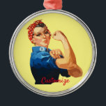 Vrouw Empowerment Thunder_Cove Metalen Ornament<br><div class="desc">Rosie de klassieke vintage WW2 van de riveter wij kunnen het ontwerp van het poster aanpassen,  personaliseren door jouw naam of bericht op om het even welke kleurenachtergrond toe te voegen</div>