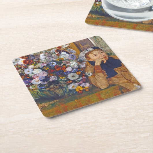 Vrouw en bloem, Edgar Degas Kartonnen Onderzetters (Schuin)