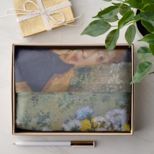 Vrouw en bloem, Edgar Degas Tissuepapier (Geschenk)
