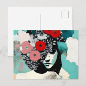 Vrouw en Bloemen Abstact Schilderij Briefkaart (Voorkant / Achterkant)