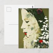 Vrouw en Bloemen Collage Briefkaart (Voorkant / Achterkant)