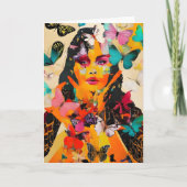 Vrouw en Butterflies Gemengde Media Dag Kaart (Voorkant)