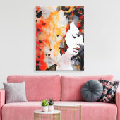 Vrouw en Butterflies Messy Painting Canvas Afdruk (Insitu (Woonkamer))