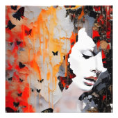 Vrouw en Butterflies Messy Painting Foto Afdruk (Voorkant)