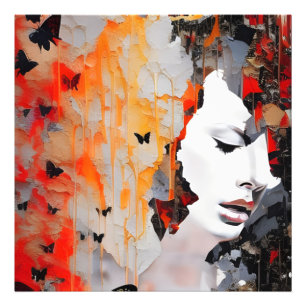 Vrouw en Butterflies Messy Painting Foto Afdruk