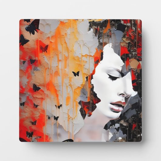 Vrouw en Butterflies Messy Painting Fotoplaat (Voorkant)