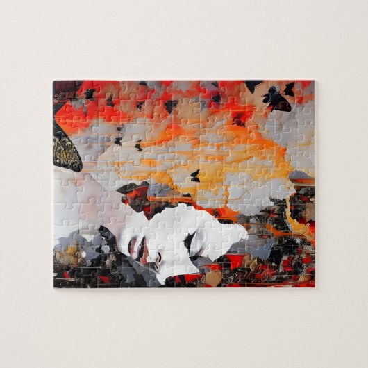 Vrouw en Butterflies Messy Painting Legpuzzel (Horizontaal)