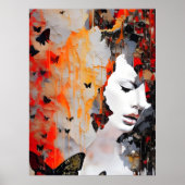 Vrouw en Butterflies Messy Painting Poster (Voorkant)