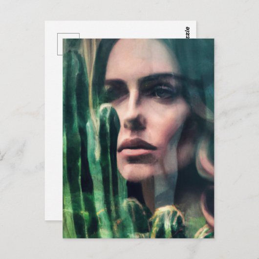Vrouw en Cactus Briefkaart (Voorkant / Achterkant)