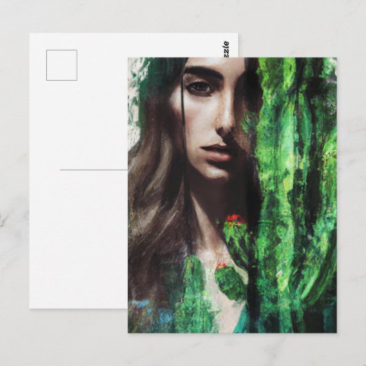 Vrouw en Cactus schilderij Briefkaart (Voorkant / Achterkant)