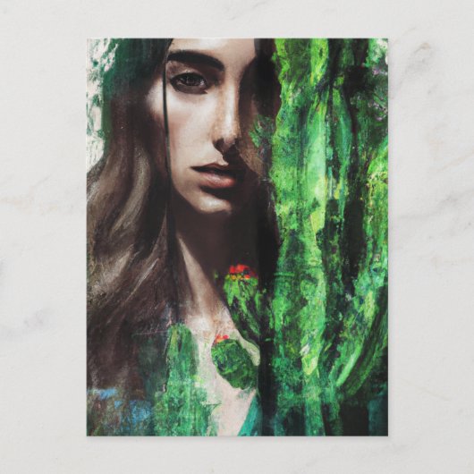 Vrouw en Cactus schilderij Briefkaart (Voorkant)