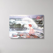 Vrouw en de Golf bij het strand (Frantisek Kupka) Canvas Afdruk (Voorkant)