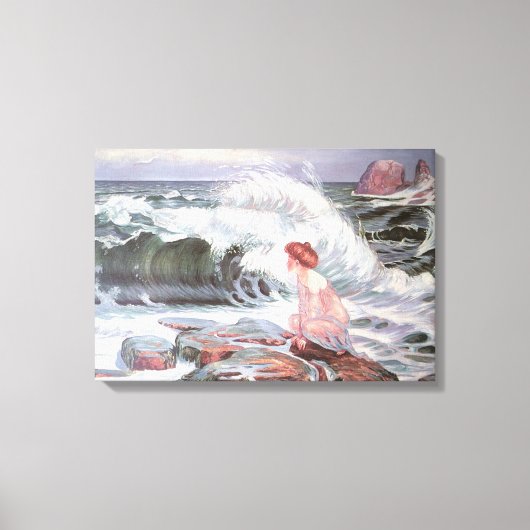 Vrouw en de Golf bij het strand (Frantisek Kupka) Canvas Afdruk (Voorkant)