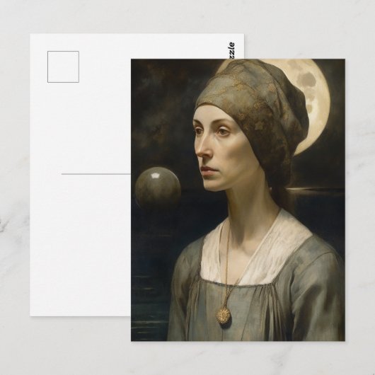 Vrouw en de maan briefkaart (Voorkant / Achterkant)