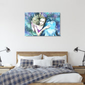 Vrouw en Dolfijn Vrienden Canvas Print - Schilderi (Insitu (Slaapkamer))