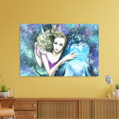 Vrouw en Dolfijn Vrienden Canvas Print - Schilderi (Insitu (Woonkamer))