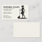 Vrouw en dweil Schoonmaak Janitorial House Schoonm Visitekaartje (Voorkant / Achterkant)