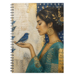 Vrouw en een Blauwe Vogel Notitieboek
