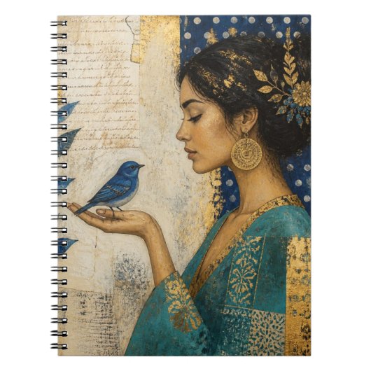 Vrouw en een Blauwe Vogel Notitieboek (Voorkant)