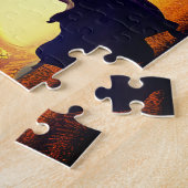 Vrouw en een enorme paddenstoel legpuzzel (Zijkant)