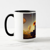 Vrouw en een enorme paddenstoel mok (Links)