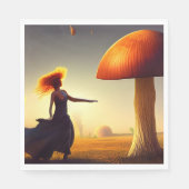 Vrouw en een enorme paddenstoel servet (Voorkant)