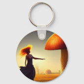 Vrouw en een enorme paddenstoel sleutelhanger (Voorkant)