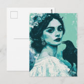 Vrouw en een raaf briefkaart (Voorkant / Achterkant)