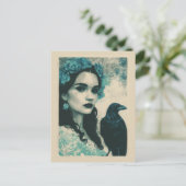 Vrouw en een raaf briefkaart (Staand voorkant)