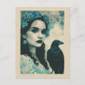 Vrouw en een raaf briefkaart (Voorkant)