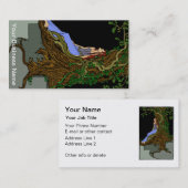 Vrouw en eikenboom gekleurde klassieke illustratie visitekaartje (Voorkant / Achterkant)