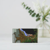 Vrouw en eikenboom gekleurde klassieke illustratie visitekaartje (Staand voorkant)