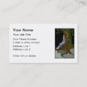 Vrouw en eikenboom gekleurde klassieke illustratie visitekaartje (Achterkant)