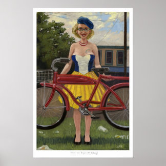 Vrouw en fiets (na De Kooning) Poster